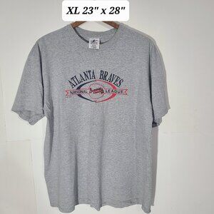 Vintage 2000 Atlanta Braves Embroidered Men's Logo Athletic Gray XL T-Shirt Y2K